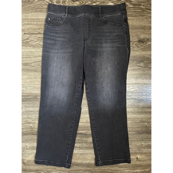 Spanx Straight Leg Pull-On Ankle Stretch Jeans Vintage Black 1X - Picture 1 of 7